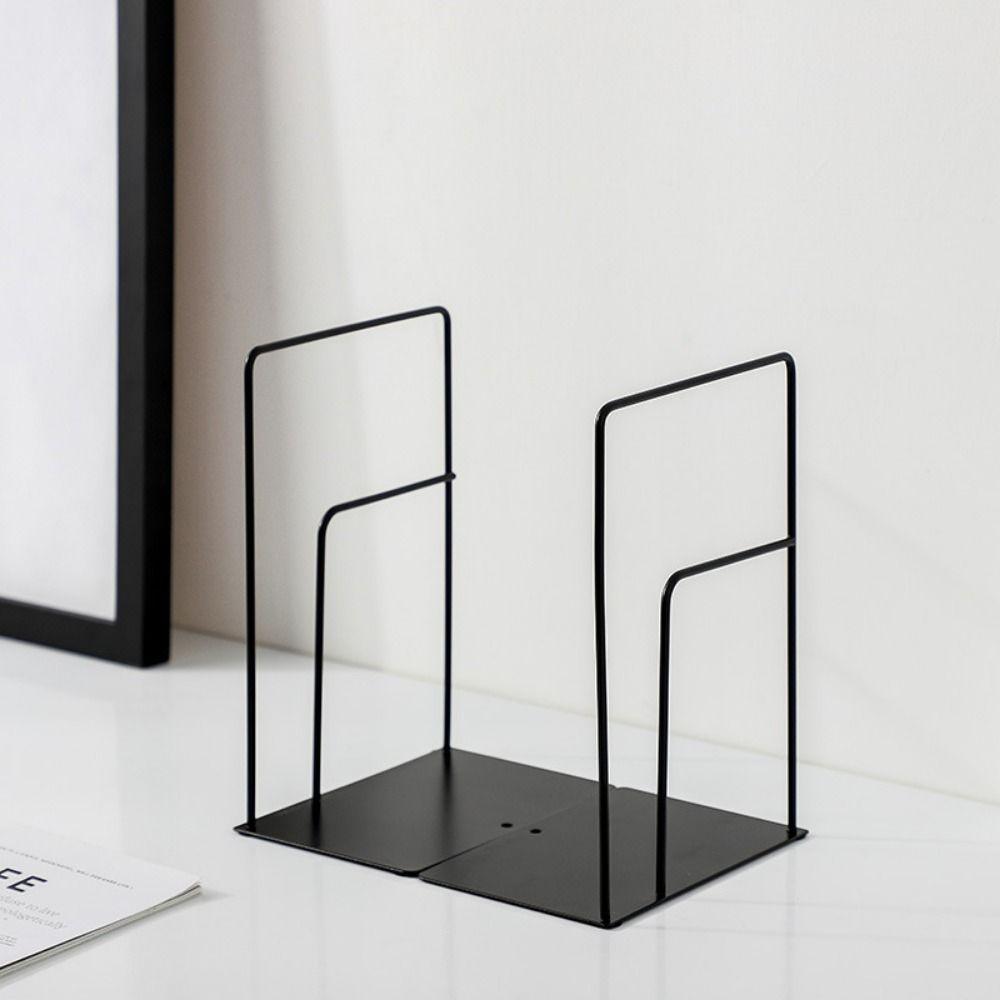 Hollow Metal Bookends Sturdy Desktop Bookshelf Durable Simple Book Stand  Students