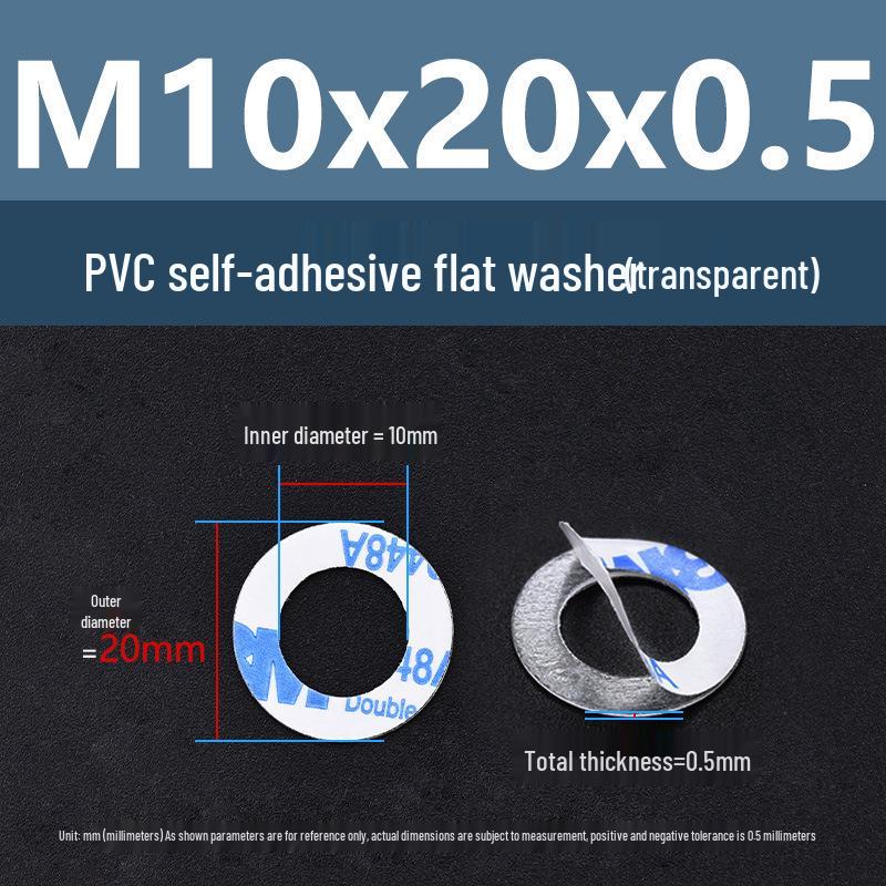 Yigu Transparent PVC Adhesive Flat Washer - Plastic Round Ring M2M3M5, Single-Sided Adhesive Screw Washer