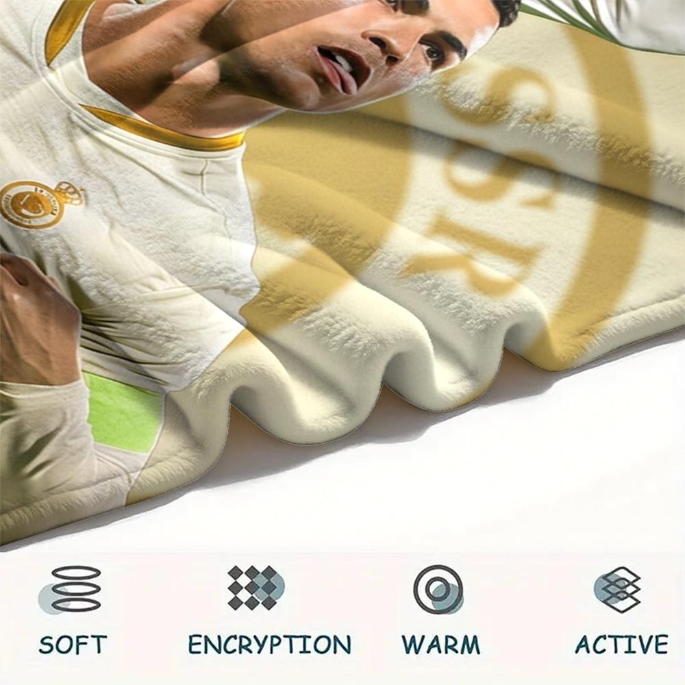 1PC Custom Name Cristiano Ronaldo Patterned Flannel Blanket Suitable For All Seasons for Home Decor Warmth and Comfort Gifts Holiday Present_xia