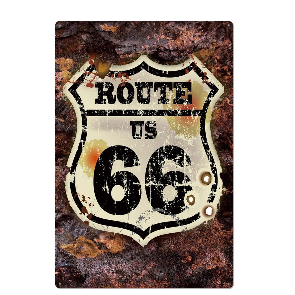 Винтажная табличка Route 66 США, металлическая жестяная пластина, для бара, паба, клуба, мужской берлоги, настенное украшение, табличка, ретро-постер, декор для дома, 30x20 см