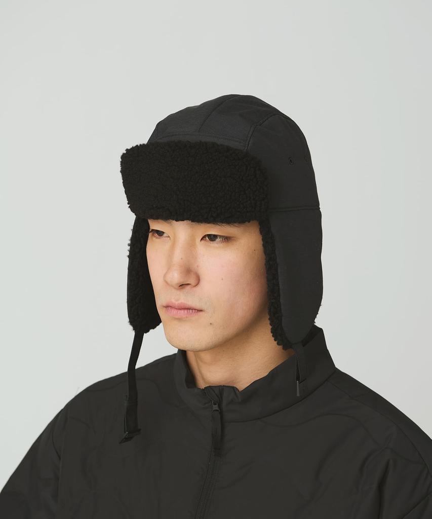 Snow Peak FR Flight Cap Flight Pilot Trapper and Size 2 AC-25AU008 Cap, Headwear, Men's Women's, Black,