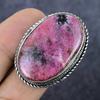 Natural Rhodonite Gemstone Handmade 925 Sterling Silver Jewelry Ring Size 8 C3b52
