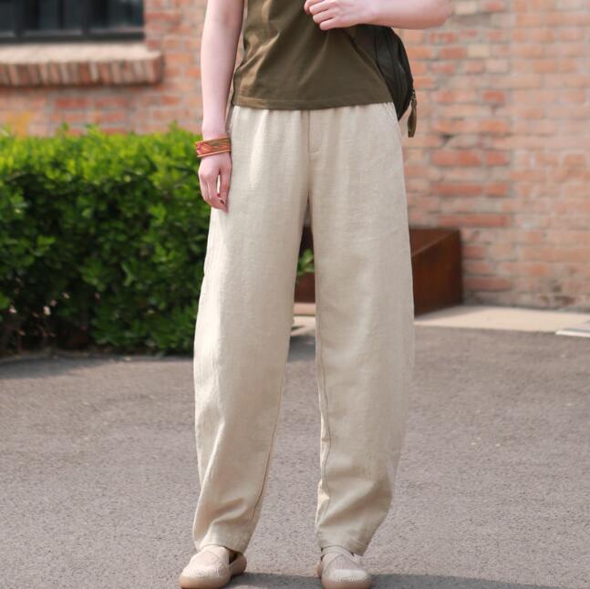 Хлопковые повседневные брюки большого размера женские свободные брюки-репы с высокой талией