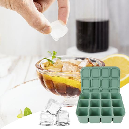 Силиконовый лоток для льда с крышкой, гибкая форма для льда без BPA на 12 кубиков, экономящая место, легко снимаемая, штабелируемая квадратная форма для льда