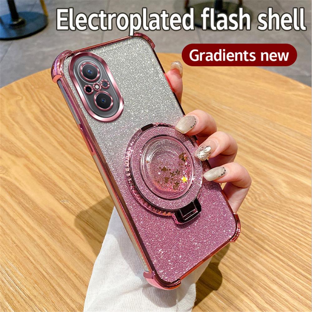 Магнитный чехол-подставка с зыбучим песком для Huawei Nova 10 Pro 12 11 10 7 9 8 Pro SE, градиентный блестящий чехол-подставка, противоударный мягкий чехол