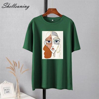 Shellsuning летние ретро-персонажи с принтом футболки женские корейские модные футболки с графикой свободные повседневные женские топы с короткими рукавами