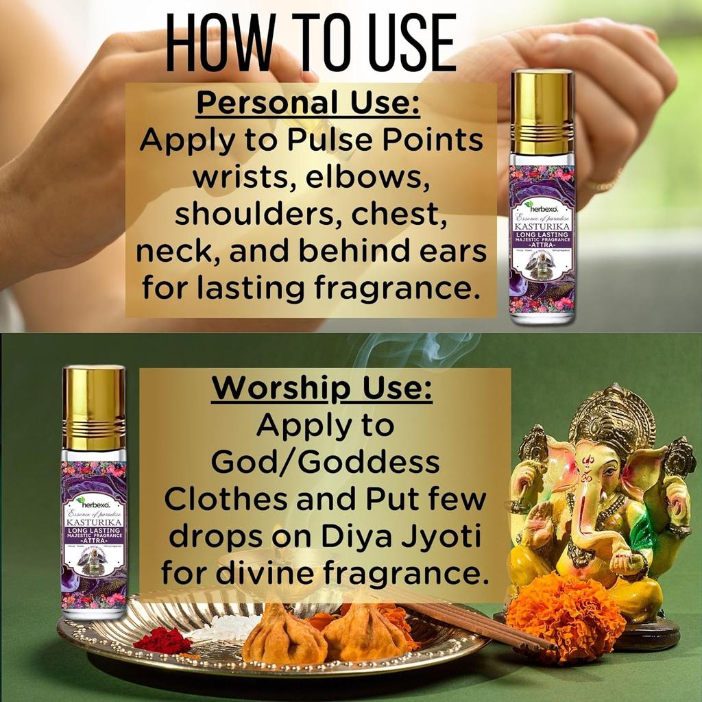 Herbexo Pure Oud Attar - парфюмированное масло | Длительные величественные ароматы | Натуральная эссенция удового дерева | Роскошный и божественный аромат