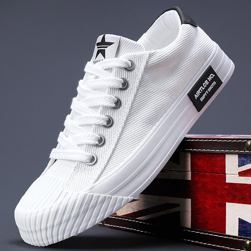 Новая весенняя мужская обувь в корейском стиле, модный тренд, универсальная мужская повседневная парусиновая обувь, удобная дышащая обувь на плоской подошве