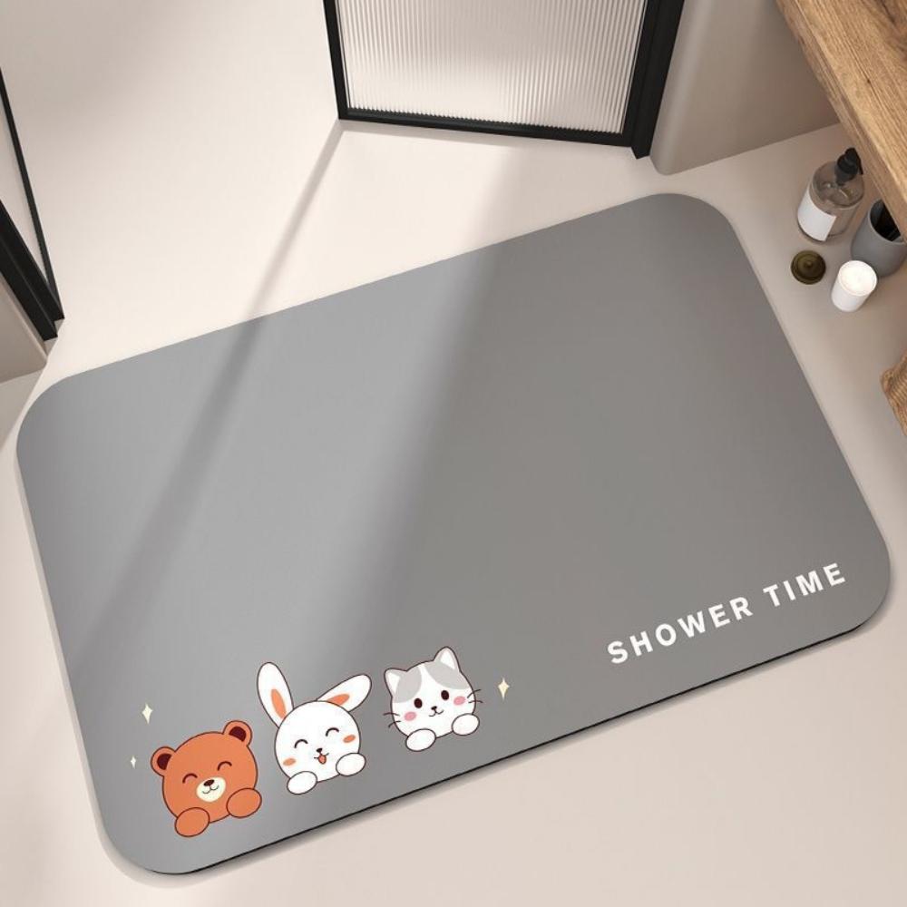 Cute Animal Design Doormat Diatom Mud Pad for Home Decor Water-filtering Mat Pad for Entrances of Toilets Bathrooms Kitchens