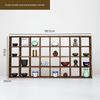 Wall-Mounted Solid Wood Curio Display Shelf – Grid Storage Rack for Teacups & Master Cups