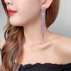 Premium Luxury Super Sparkle Rhinestone Long Tassel Earrings Women's Fashion Temperament Studded Earrings