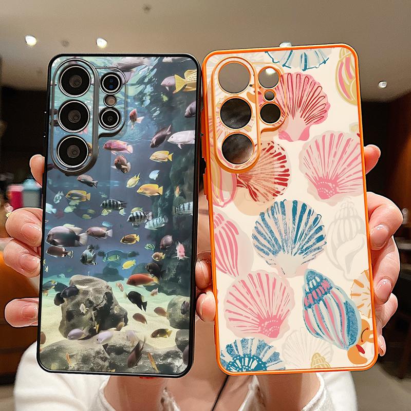 Чехол с принтом Рыба-черепаха для Samsung S26 S25 Ultra S24 S23 FE S22 A15 A16 A17 A35 A36 A37 A54 A55 A56 A57 5G Магнитный для Magsafe Матовый чехол