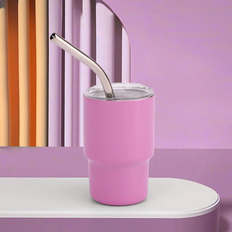 1pcs Tumbler Design Shot Cups 3oz Stainless Steel Shot Glass With Lid And Straw Insulated Drinking Cup For Bar Pub Club Restaurant Home Use Drinkware