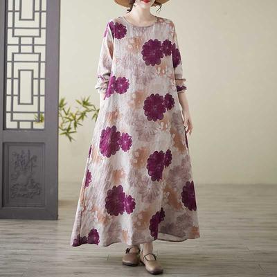 Платье с круглым вырезом большого размера с длинными рукавами