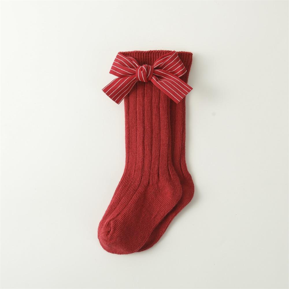 Casual Toddler  Hosiery Bowknot Bow Middle Tube Socks New Red Socks  Autumn Winter