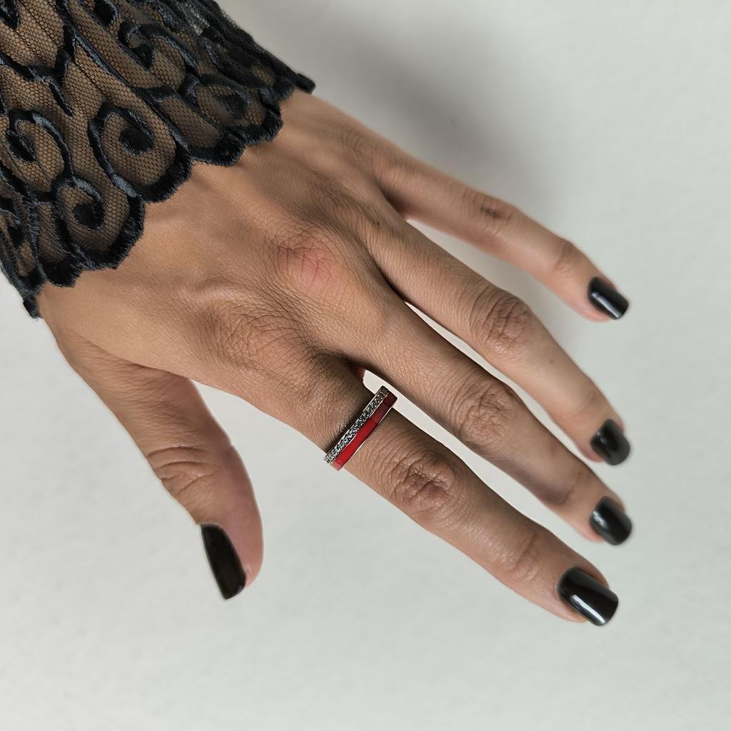 Silver Ring with Cubic Zirconia, Enamel, Product Weight 2.46 G (60002233)