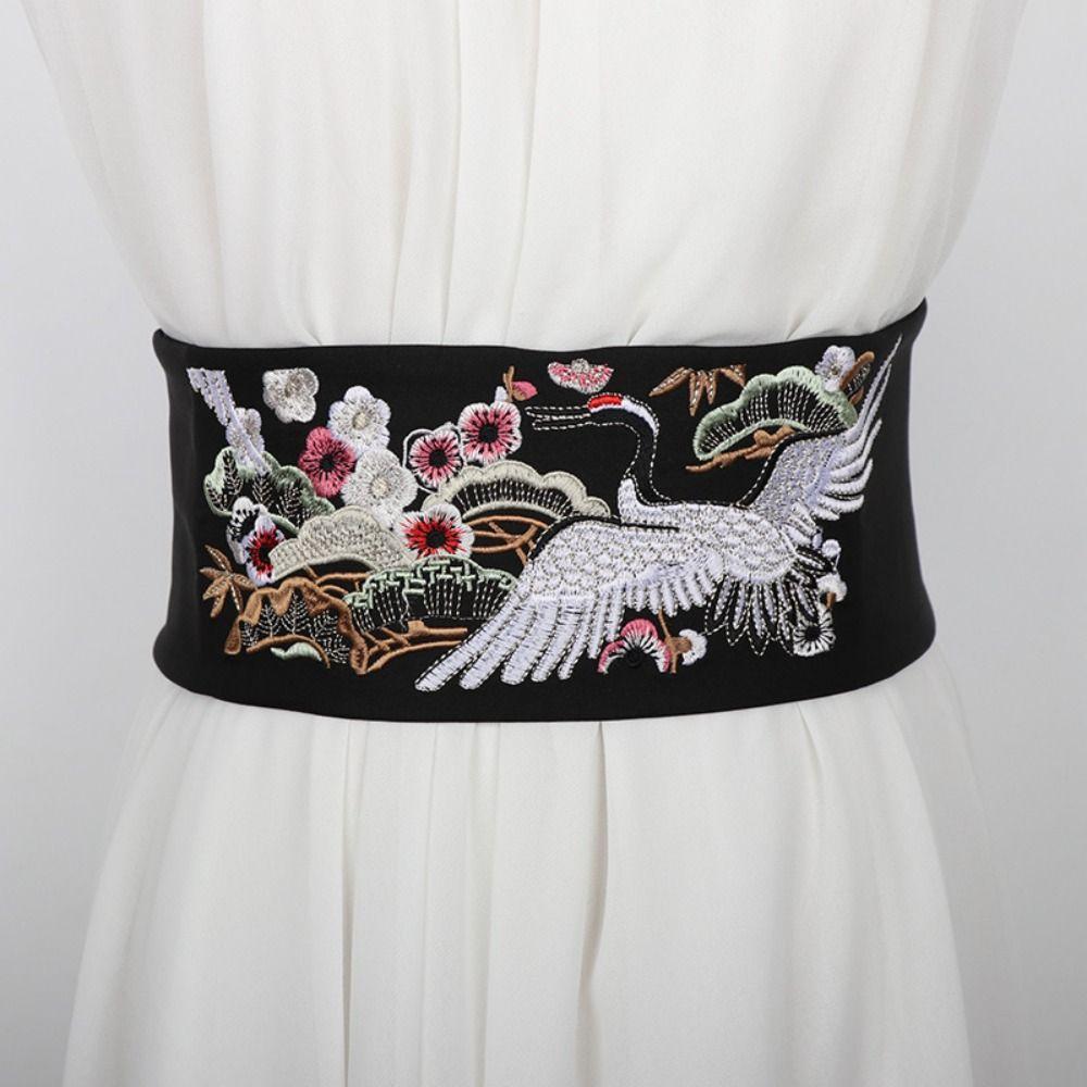 Embroidered Wide Belt Flower Women Waistband Retro Hanfu Cummerbunds Ladies