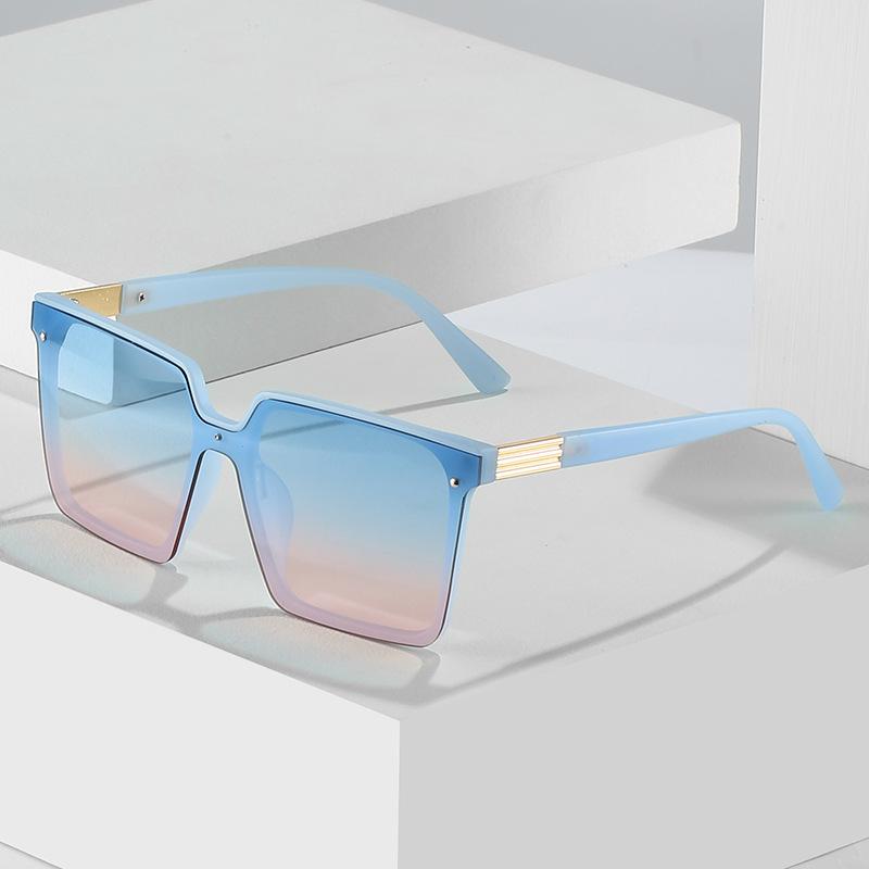 Frameless square sunglasses, personalized large-frame one-piece multi-color colorful glasses, all-match sunglasses