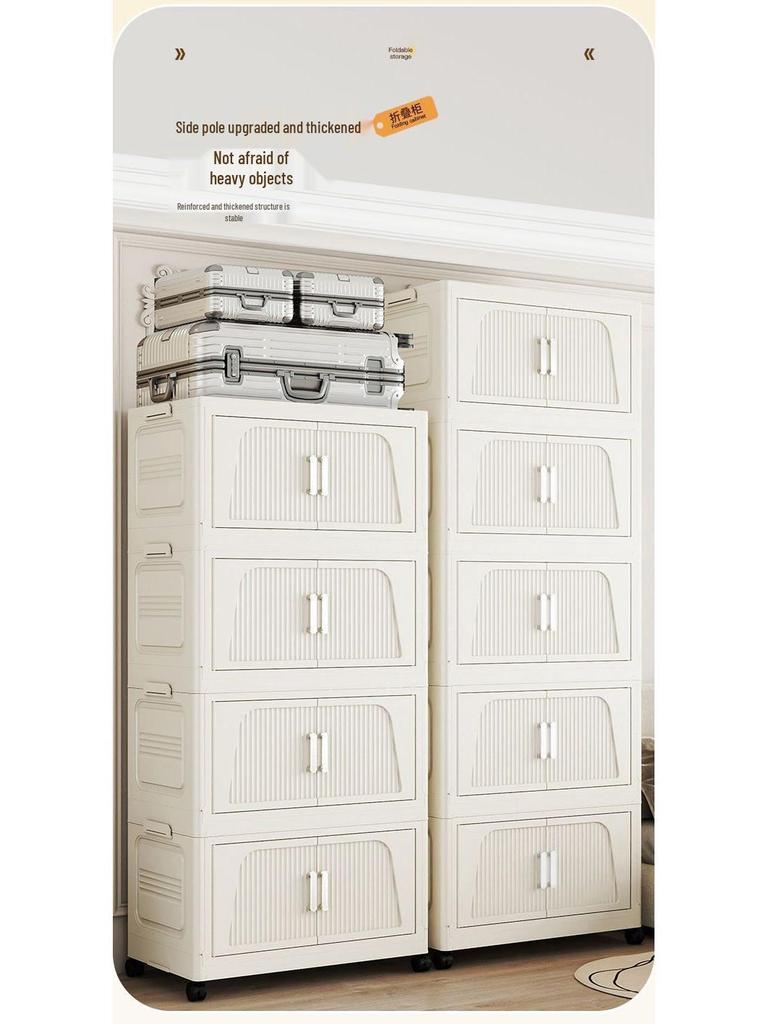 Folding Multi-layer Storage Cabinet for Clothes, Books, and Toys - No Installation Required