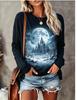 Women Christmas Long Sleeve Hoodie Snowman Puppy Tree Gift Snowflake Print Crew Neck Winter Tops