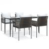 VidaXL Garden Dining Set 5 Pcs Cushions Wicker Steel, Dining Set, Outdoor Dining Set, 3187057