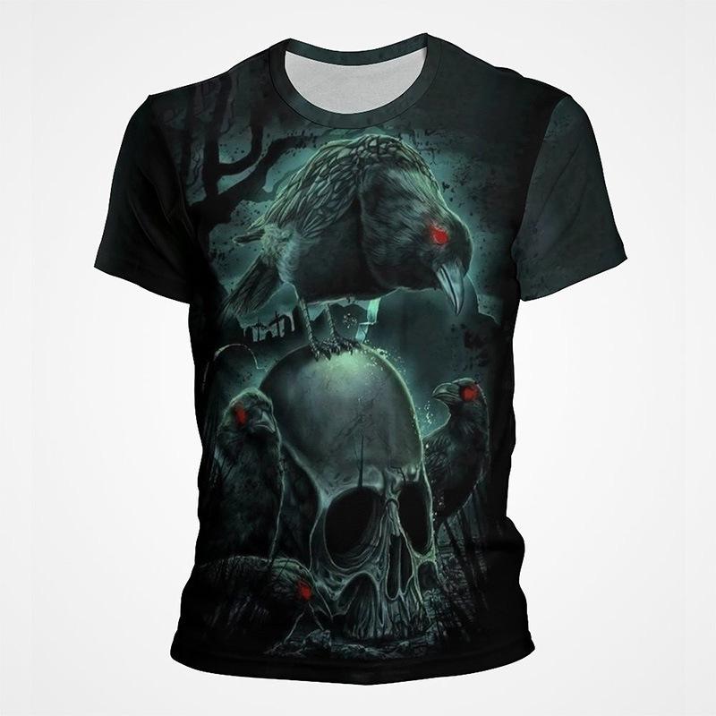 Футболка с принтом «Punk Crow» 3D, футболка «Dark Mighty Raven», мужская повседневная уличная одежда, женские футболки, повседневные топы с птицами и графикой больших размеров