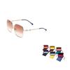 GUCCI Horsebit Vintage 1955 Square Frame Sunglasses Light Brown Lenses Metallic Square Sunglasses Women's Gold