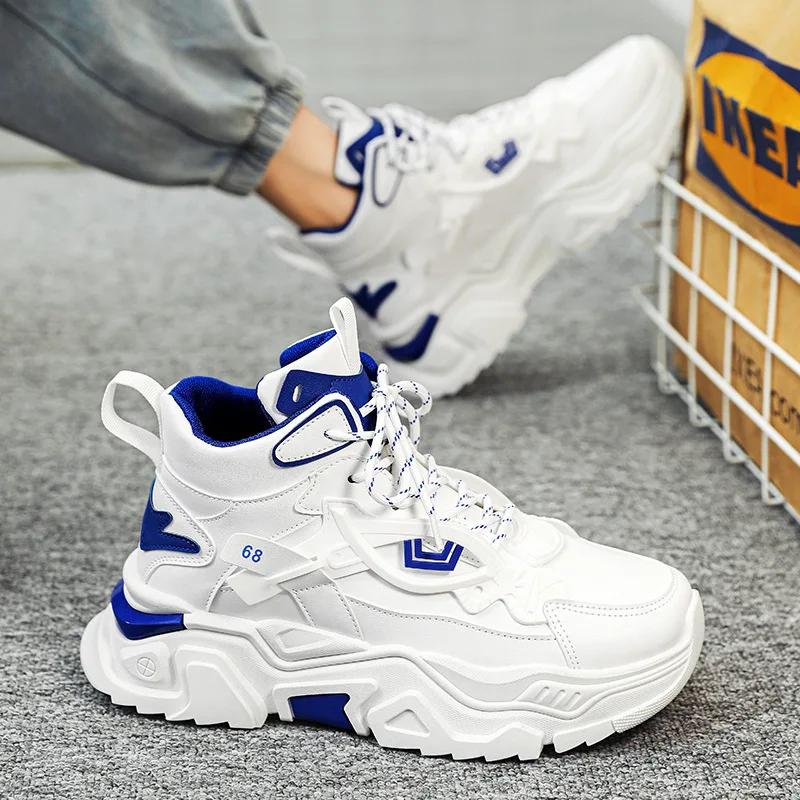 2024 новые дышащие спортивные туфли противоскользящие толстые подошвы универсальные повседневные туфли модные увеличивающие рост мужские кроссовки
