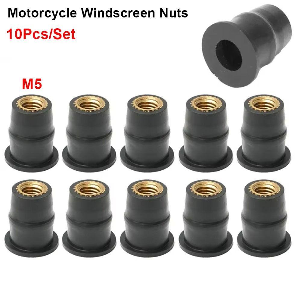 10Pcs Universal Motorcycle Windscreen Nuts Rubber M5 Windshield Bolts Screws Brass Nut Fastener