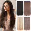 Synthetic Hair Extension Clip Ins One Piece With 5clips Long Straight Hair Brown Blonde Color For Women Daily Use