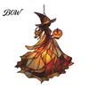 Halloween Party Supplies for Home Witch Acrylic Suncatcher, Stained Glass Effect Window Car Hanging Ornament, Gothic Scary Spooky Decor Ornaments with