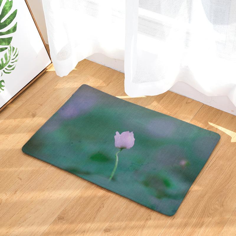 Flowers Pink Rose Hallway Mats Scenic Print Bedroom Living Room Floor Rugs Anti-Slip Kitchen Bathroom Square Carpet Decoration