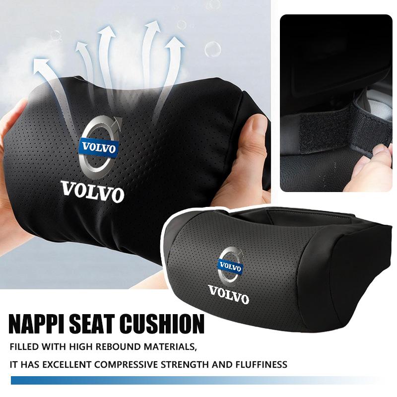 For Volvo Breathable Leather Car Headrest Seat Neck Support Pillow Accessories V40 V60 C30 C70 S60 S80 S90 XC40 XC60 XC70 XC90