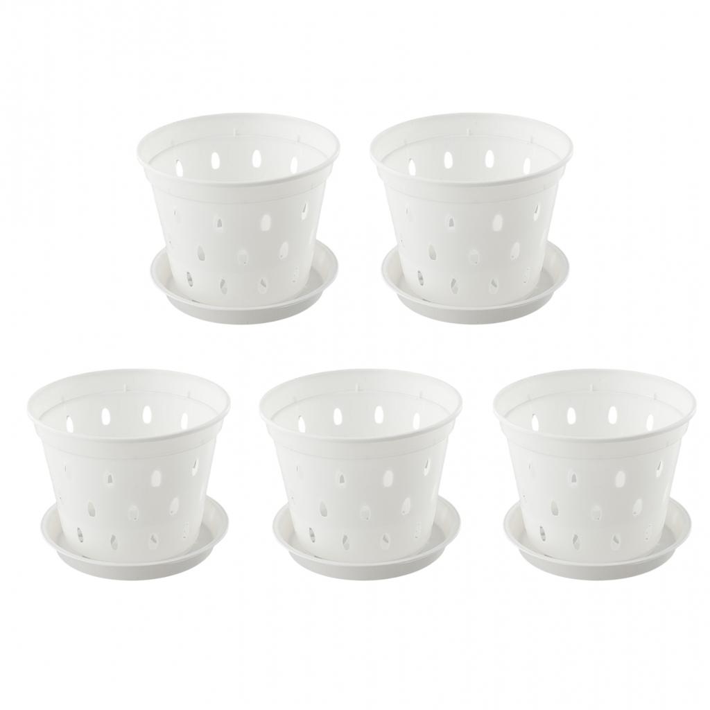 Pots 5.5inch Plastic Orchid Pots with Holes and SaucersSlotted 1/5 Pack