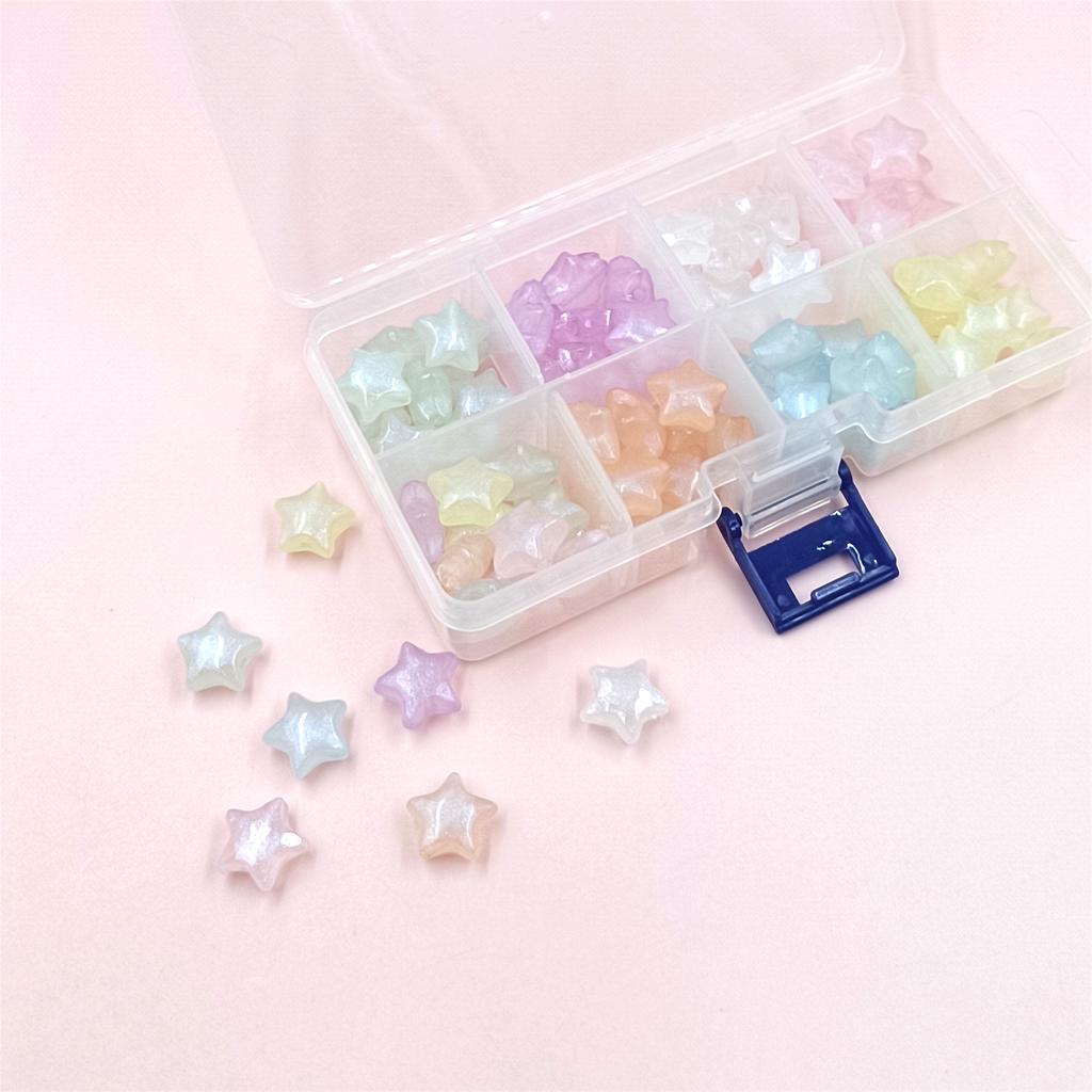 Товары для вечеринок Акриловая эластичная нить Ювелирные изделия Изготовления Изящные сверкающие самодельные материалы Звездные бусины Подвески 1 набор Макарон Цвет с иглой Пентаграмма