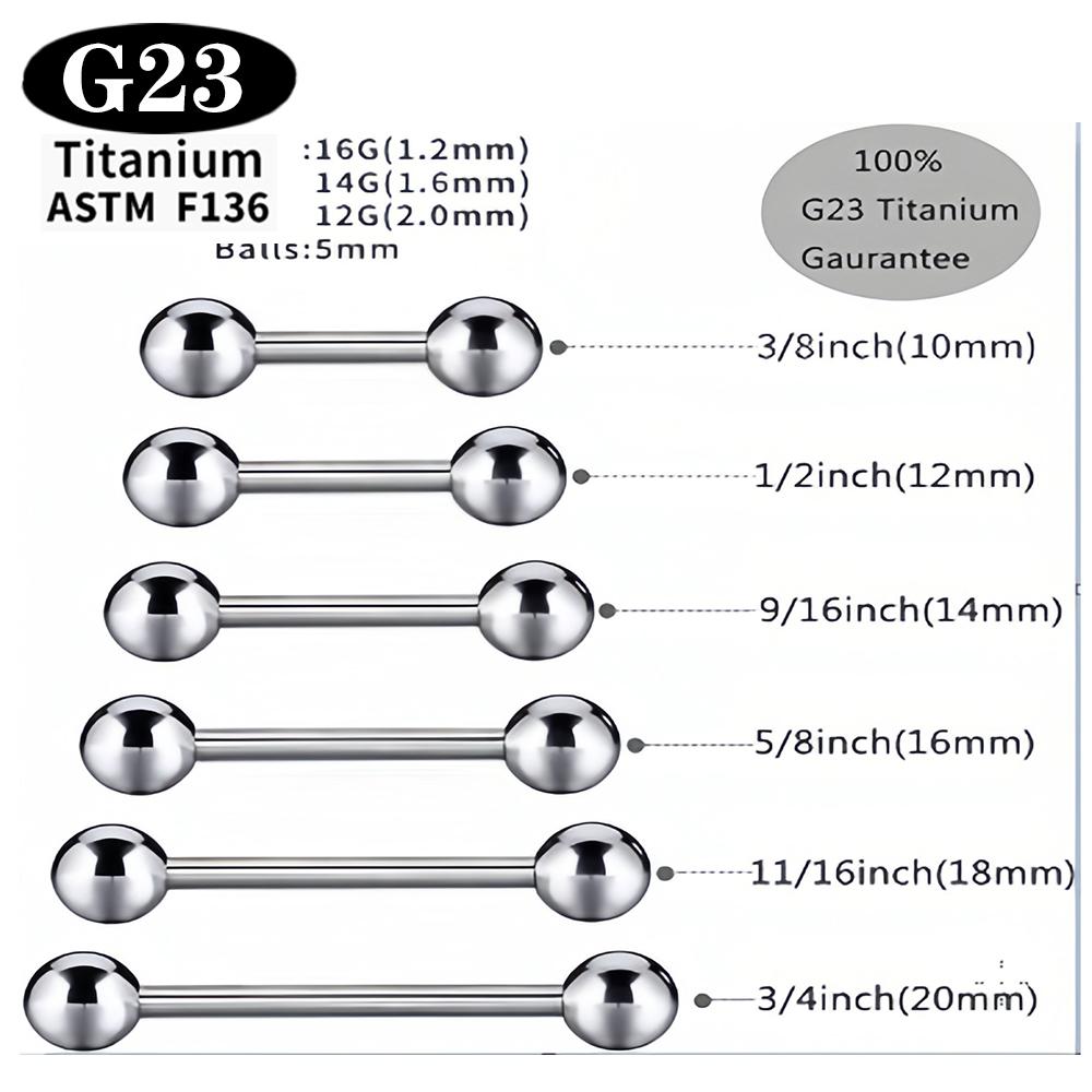 Титановый имплантат ASTM F136 Прямые штанги с внутренней резьбой Пирсинг языка Пирсинг ушей Украшения для пирсинга Штанга 2/5/50 шт./лот