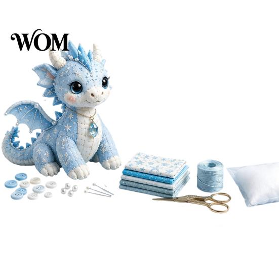 Sea Animal Supplies Kit DIY Patchwork Doll Kit, Handmade Gnome Sewing Set Cloth for Home Decor, Fabric Cartoon Dragon Crafts Beginner Decorative