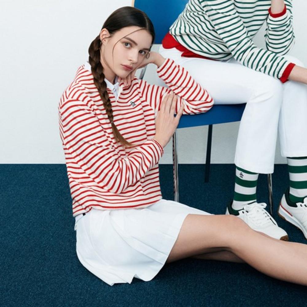 Munsingwear Women STripe Long Sleeve T shirT Red mr122lTl11