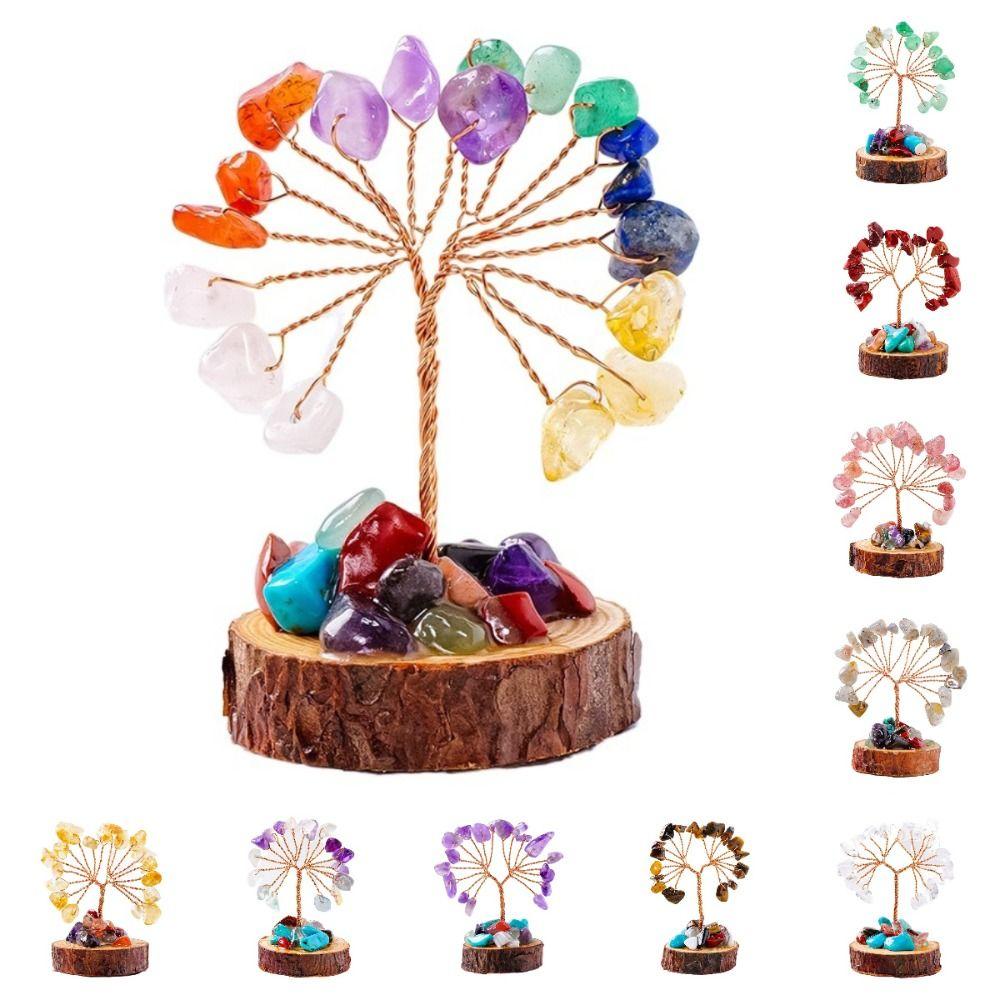 Copper Wire Crystal Wishing Tree Positive Energy Crystal Decorative Trees Desk