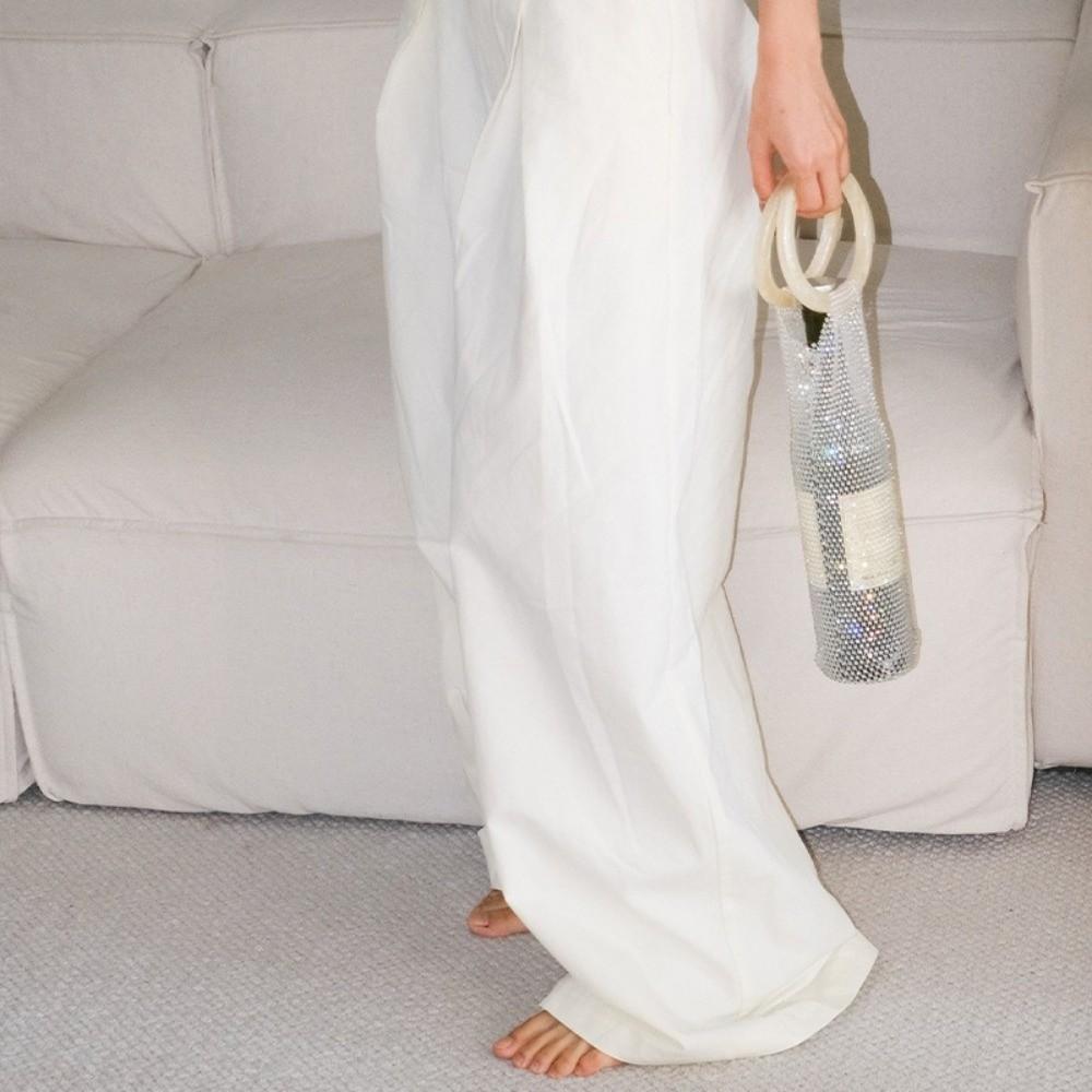 Handwoven Wine Bottle Pouch Light Luxury Insulated Cup Bag Handheld Shiny Wine Bag Wedding