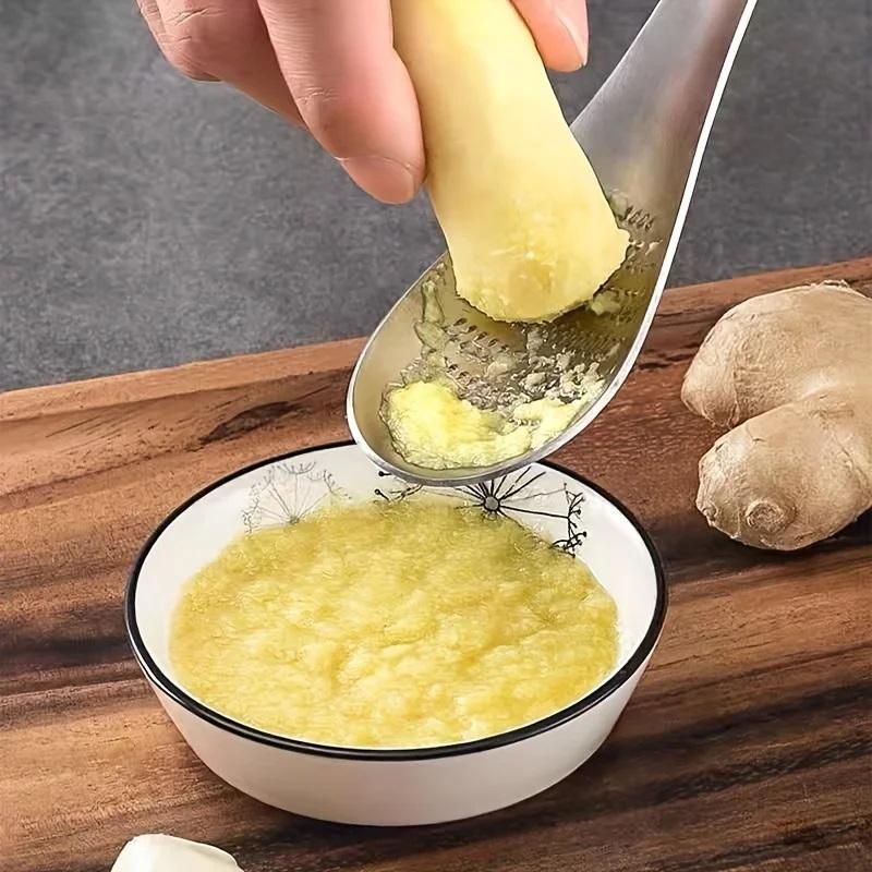 New! Hot Selling High Quality For Kitchen Stainless Steel Garlic Ginger Fruits Root Vegetable Grater Grinder Spoon
