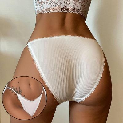 Бесшовное женское нижнее белье из ледяного шелка, сексуальное нижнее белье с низкой талией и кружевным краем, тонкое дышащее нижнее белье