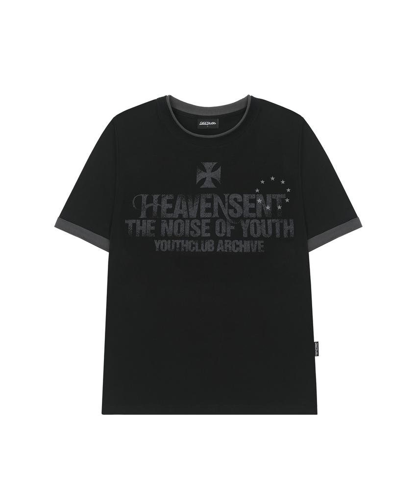 ODDSTUDIO Футболка с цветными слоями и принтом 'Heaven Scent' - Черная