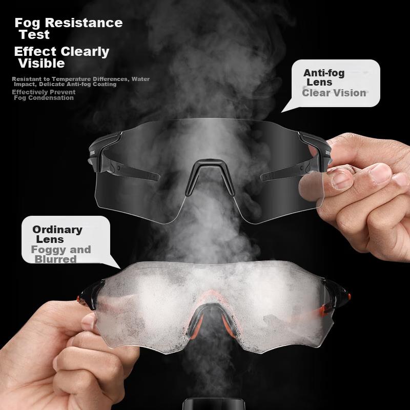 WestBiking Cycling Glasses with Anti-Fog And Photochromic Lenses, White Frame