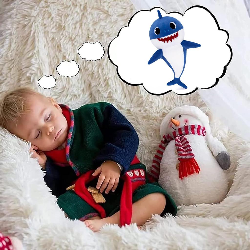 Shark Plush Toy, Soft Stuffed Animal, Kids Room Decor, Cartoon Character Design (Blue)