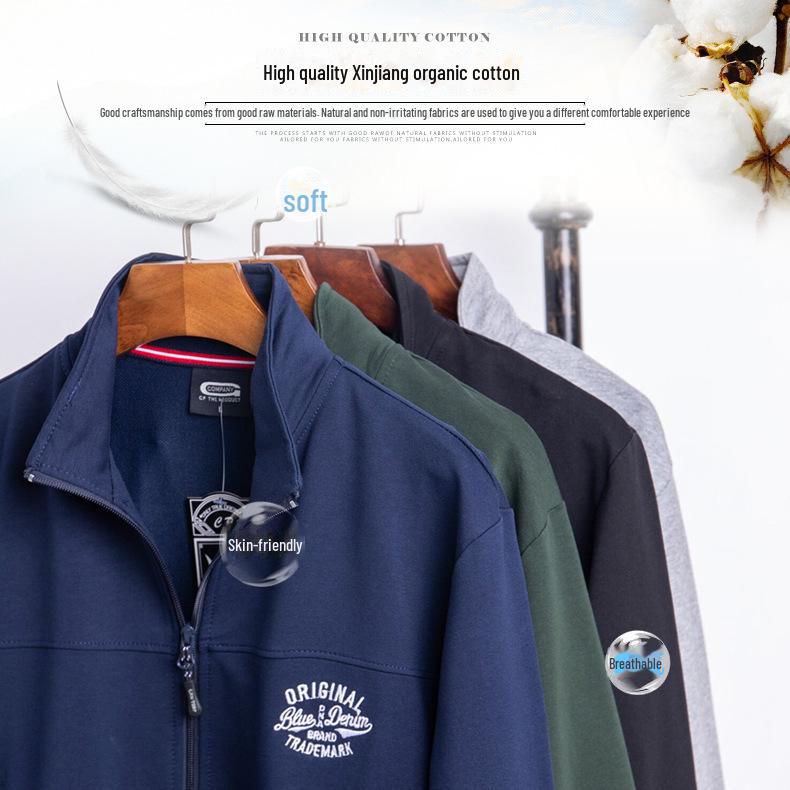 Men's Plus Size Zipper Sweatshirt Coat - 2024 Autumn/Winter Collection, Loose Thin Fit, Model 5083