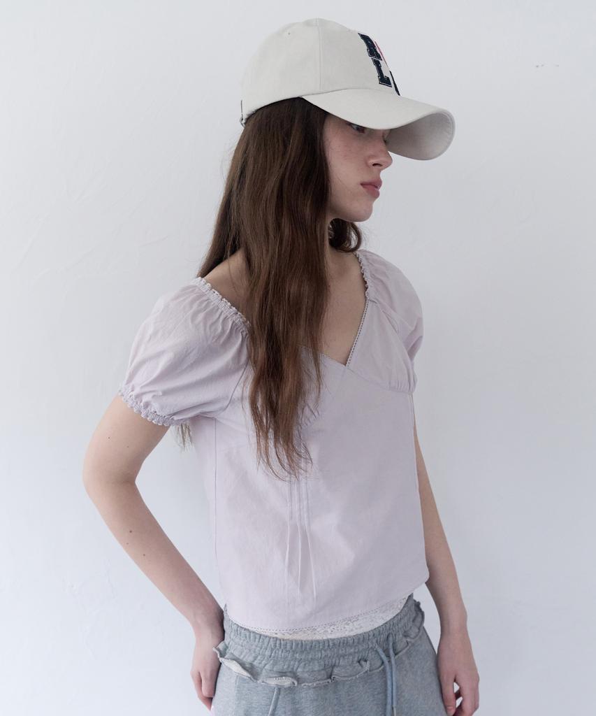 ROLAROLA Puff Sleeve Shirring Blouse Lavender
