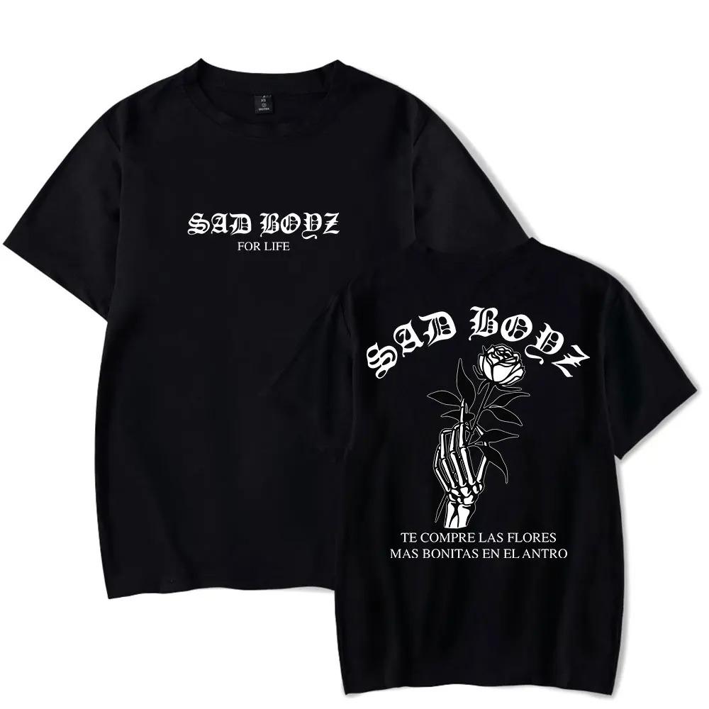 Junior H Футболка Las Flores Sad Boyz Тур Мерч Принт Футболки Летние Женская Мужская Мода Повседневная Короткий Рукав - Мужская Летняя Хлопковая...