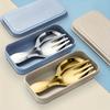 1/2set Stainless Steel Cutlery Set Portable Short Handle Spoon & Fork Boxed Utensils for Students Travel Picnic Perfet Tableware