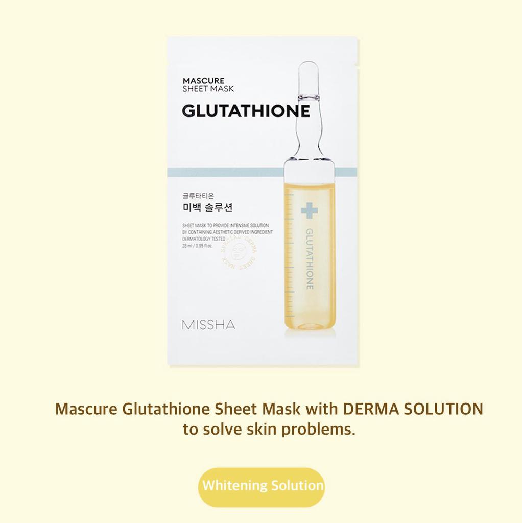 MISSHA Mascure Sheet Mask Отбеливающий раствор глутатиона 28 мл * 10 листов